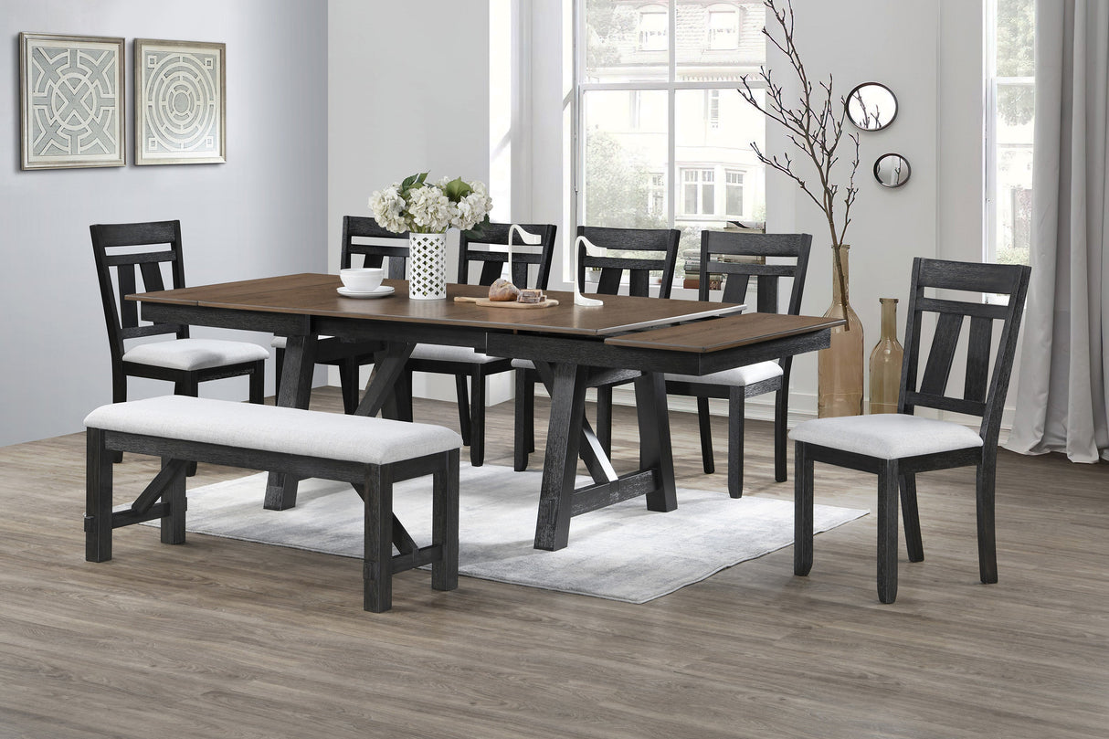 Maribelle Wheat Charcoal Extendable Dining Set by Crown Mark at Eve Furniture