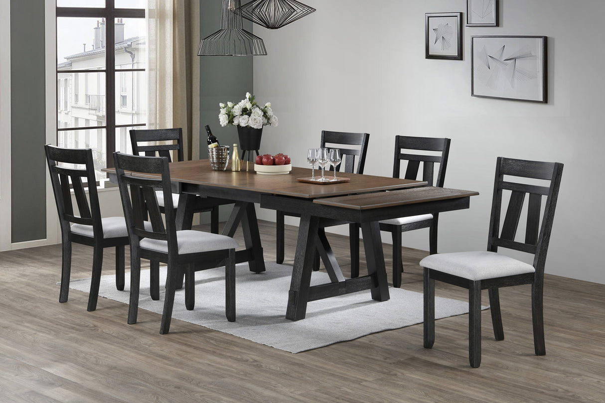 Maribelle Wheat Charcoal Extendable Dining Table by Crown Mark at Eve Furniture