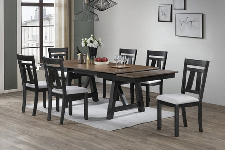 Maribelle Wheat Charcoal Extendable Dining Table by Crown Mark at Eve Furniture