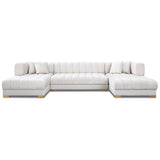 Marlow Ivory Velvet U Shape Corner Sofa by Ashcroft Imports at Eve Furniture