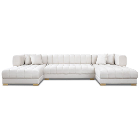 Marlow Ivory Velvet U Shape Corner Sofa by Ashcroft Imports at Eve Furniture