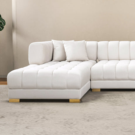 Marlow Ivory Velvet U Shape Corner Sofa by Ashcroft Imports at Eve Furniture