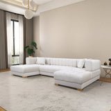 Marlow Ivory Velvet U Shape Corner Sofa by Ashcroft Imports at Eve Furniture