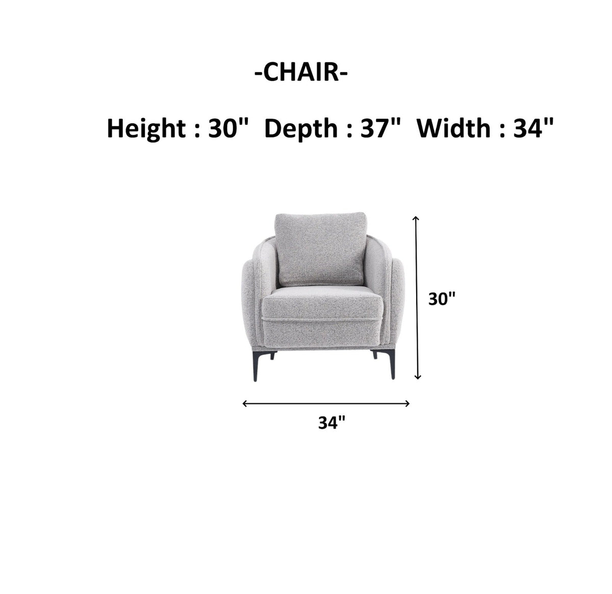 Marsilya Grey 4-pieces Livingroom Set