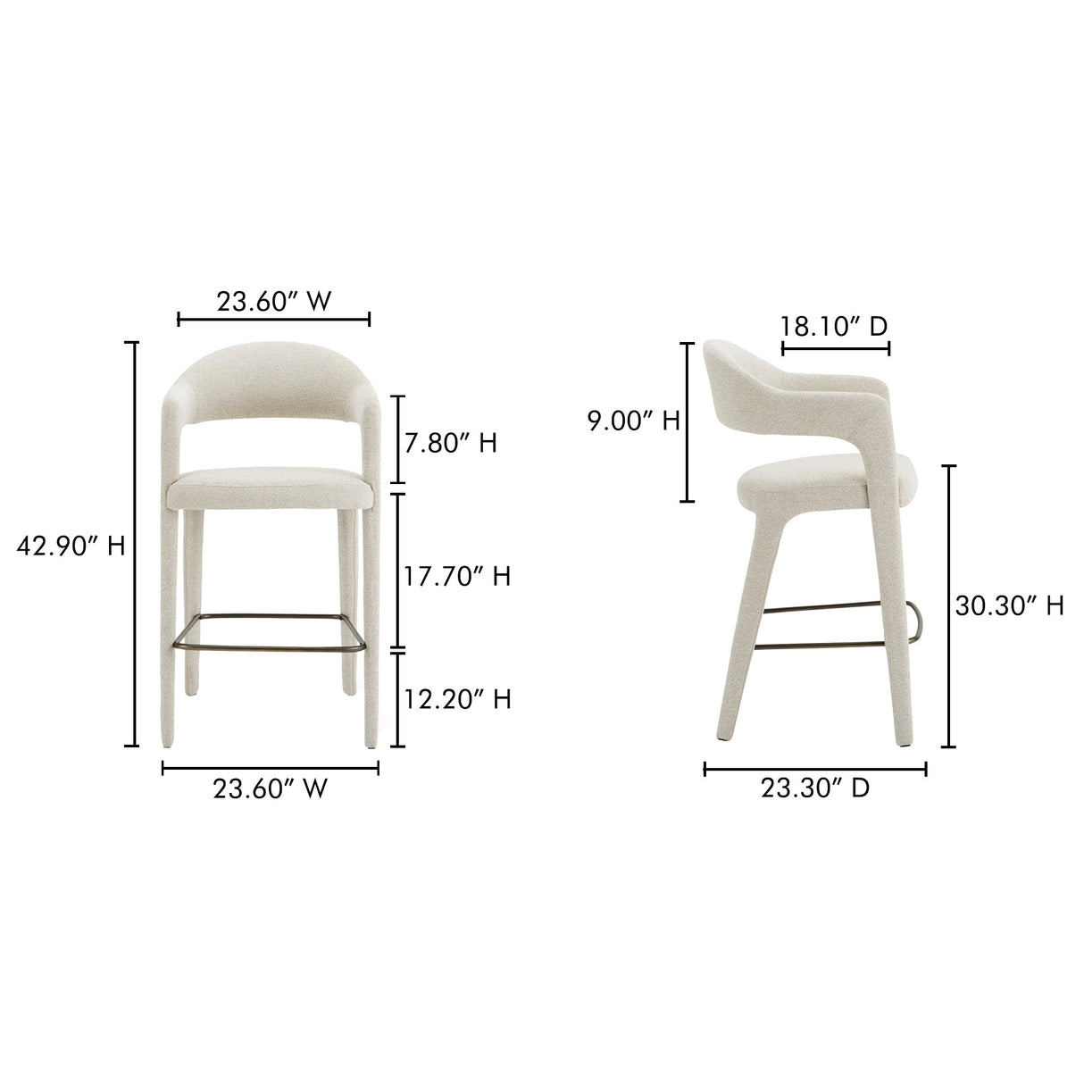 Martens Beige Bar Stool by Moe's Home at Eve Furniture