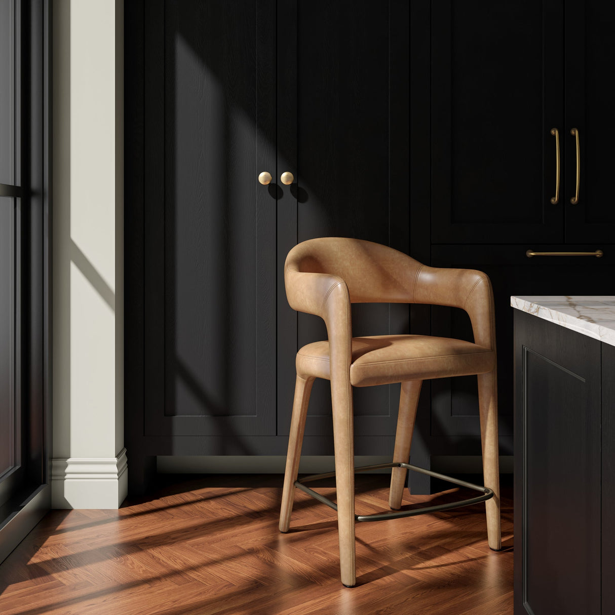 Martens Brown Leather Counter Stool by Moe's Home at Eve Furniture