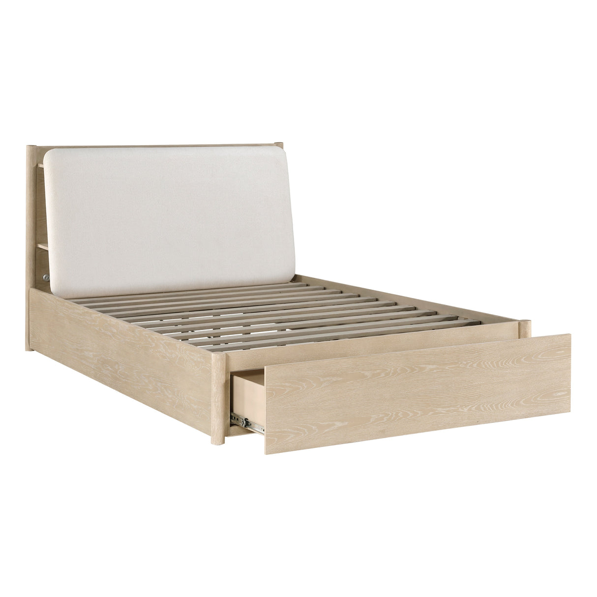 Matteo Light Oak Eastern King Platform Bed with Footboard Storage by Homelegance at Eve Furniture