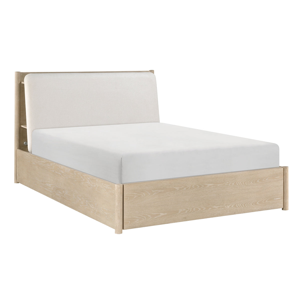 Matteo Light Oak Queen Platform Bed with Footboard Storage by Homelegance at Eve Furniture