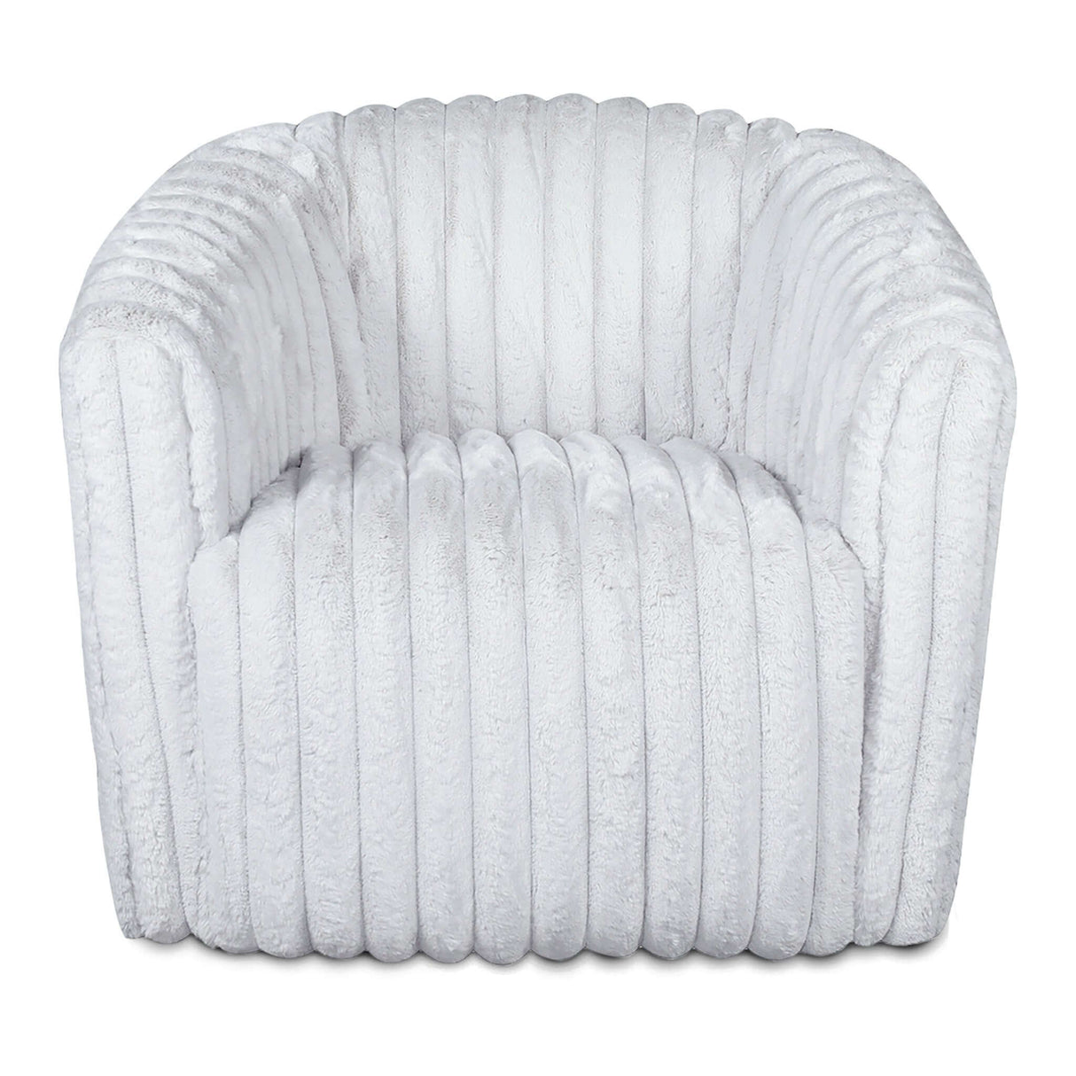 Mira White Soft Plush Fabric Swivel Chair by Ashcroft Imports at Eve Furniture