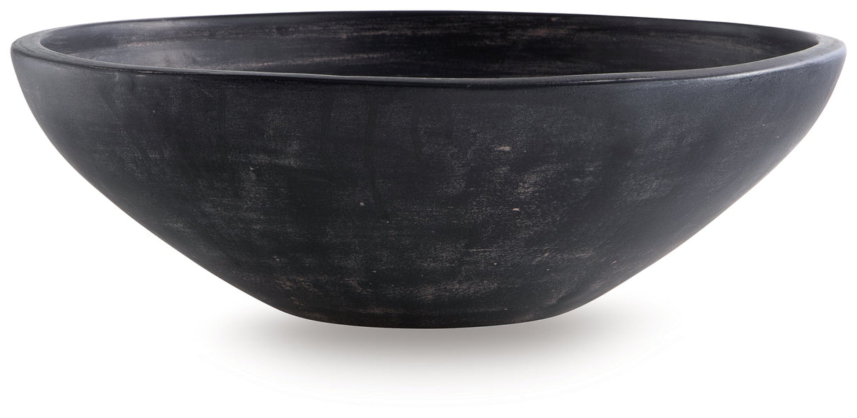 Meadie Distressed Black Bowl by Ashley at Eve Furniture