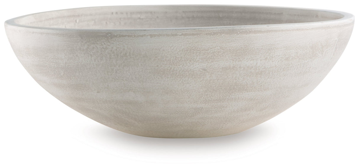 Meadie Distressed White Bowl by Ashley at Eve Furniture
