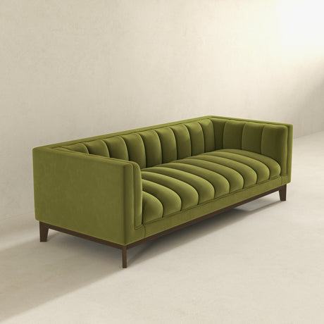 Melissa Mid-Century Green Velvet Modern Sofa by Ashcroft Imports at Eve Furniture