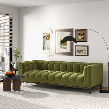 Melissa Mid-Century Green Velvet Modern Sofa by Ashcroft Imports at Eve Furniture