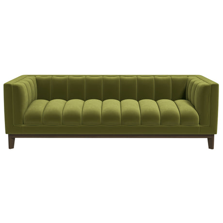 Melissa Mid-Century Green Velvet Modern Sofa by Ashcroft Imports at Eve Furniture