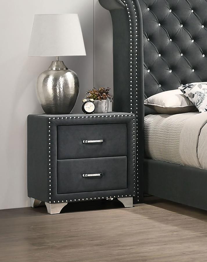 Melody Gray 2-Drawer Upholstered Nightstand by Coaster at Eve Furniture