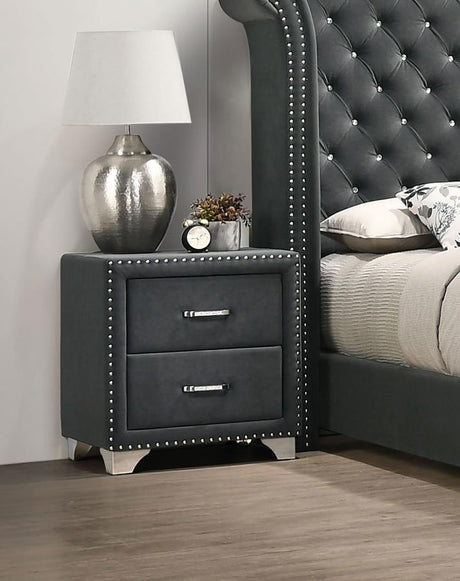 Melody Gray 2-Drawer Upholstered Nightstand by Coaster at Eve Furniture