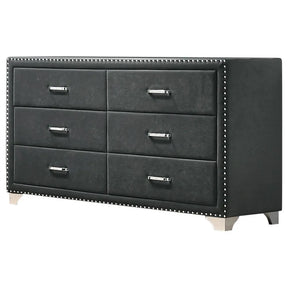 Melody Gray Upholstered 6-Drawer Dresser by Coaster at Eve Furniture