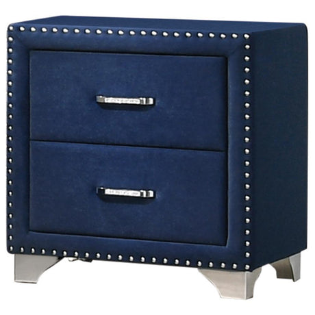 Melody Pacific Blue Upholstered 2-Drawer Nightstand by Coaster at Eve Furniture