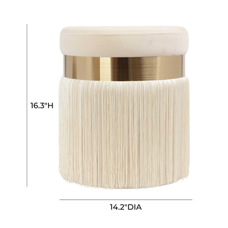 Melody Velvet Tasseled Ottoman by TOV Furniture at Eve Furniture