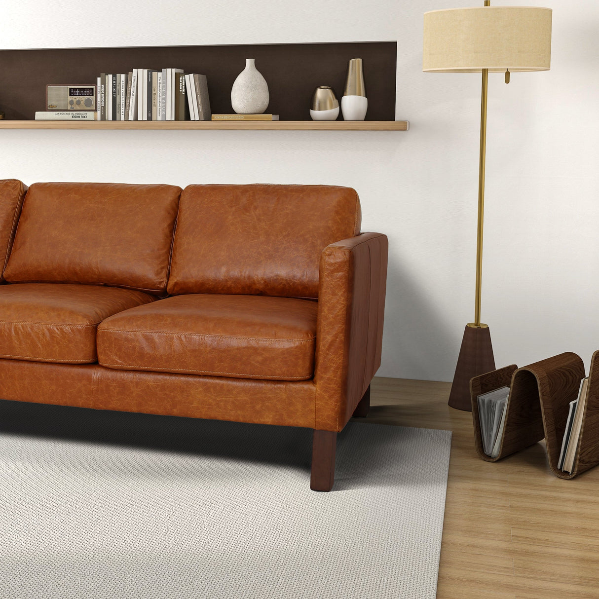 Memphis Waxy Cognac Leather Sofa by Ashcroft Imports at Eve Furniture