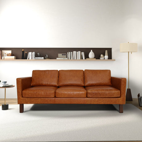 Memphis Waxy Cognac Leather Sofa by Ashcroft Imports at Eve Furniture