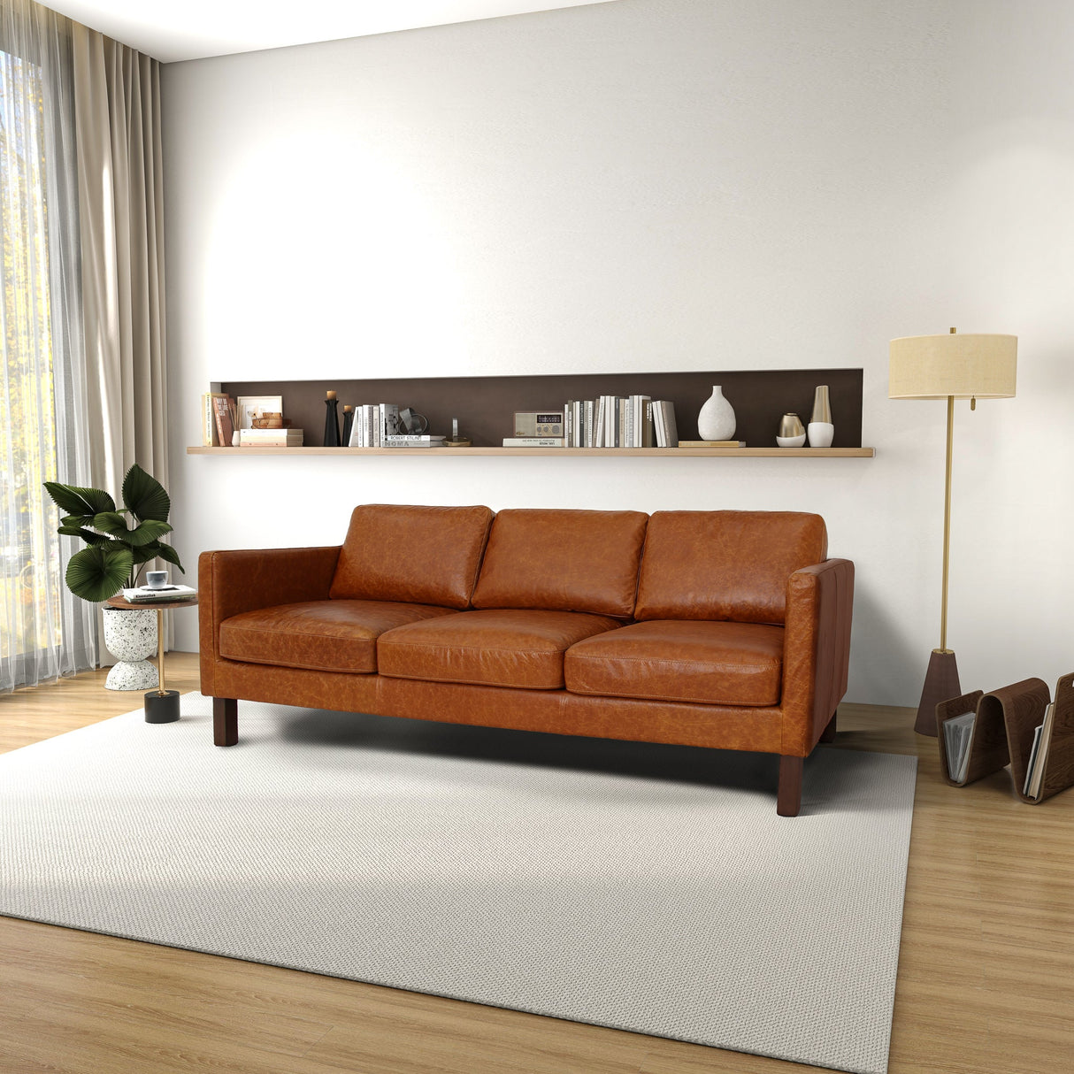 Memphis Waxy Cognac Leather Sofa by Ashcroft Imports at Eve Furniture