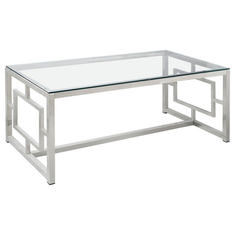 Merced Nickel Rectangle Glass Top Coffee Table by Coaster at Eve Furniture