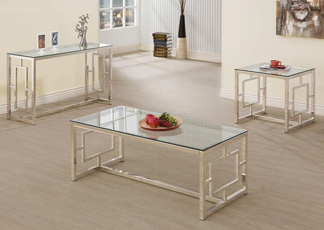 Merced Nickel Rectangle Glass Top Coffee Table by Coaster at Eve Furniture