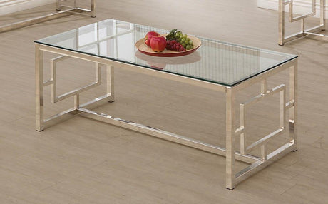 Merced Nickel Rectangle Glass Top Coffee Table by Coaster at Eve Furniture