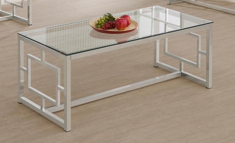 Merced Nickel Rectangle Glass Top Coffee Table by Coaster at Eve Furniture