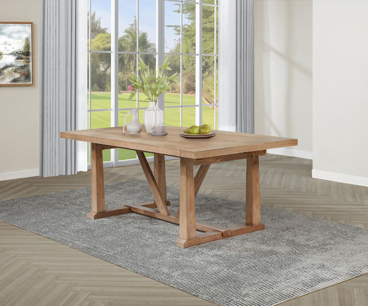Middleton Natural Brown Dining Table with 106-inch Extension Leaf by Coaster at Eve Furniture