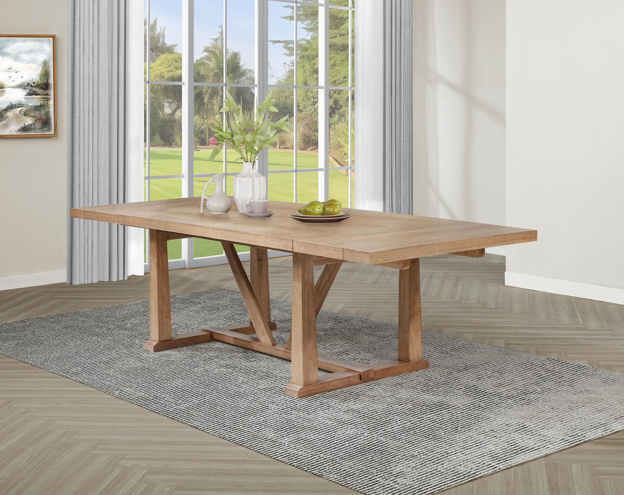 Middleton Natural Brown Dining Table with 106-inch Extension Leaf by Coaster at Eve Furniture