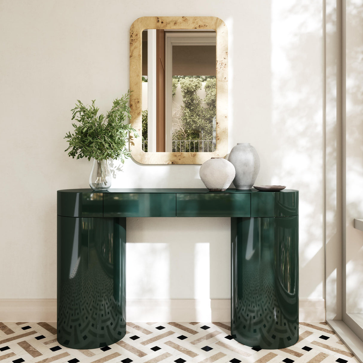 Mira High Gloss Console Table by TOV Furniture at Eve Furniture