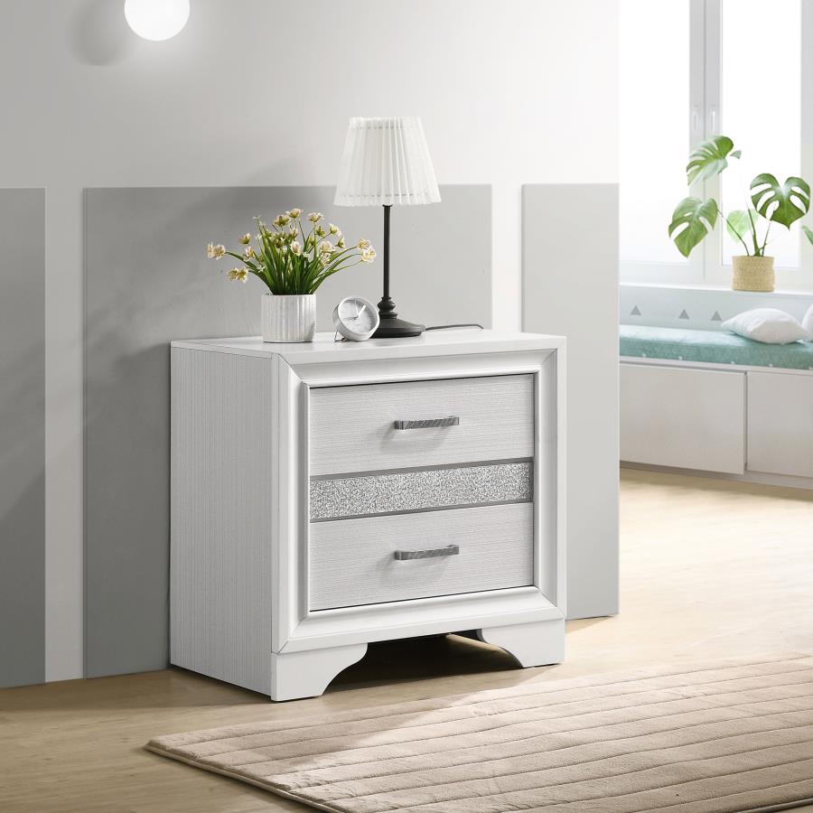 Miranda White 2-Drawer Nightstand Tray by Coaster at Eve Furniture