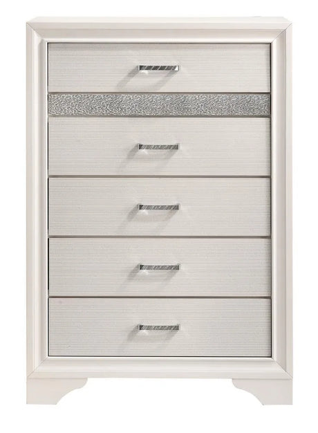 Miranda White/Rhinestone 5-Drawer Chest by Coaster at Eve Furniture