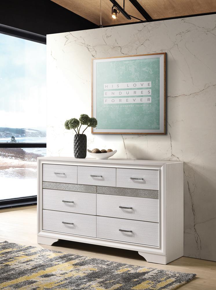 Miranda White/Rhinestone 7-Drawer Dresser by Coaster at Eve Furniture