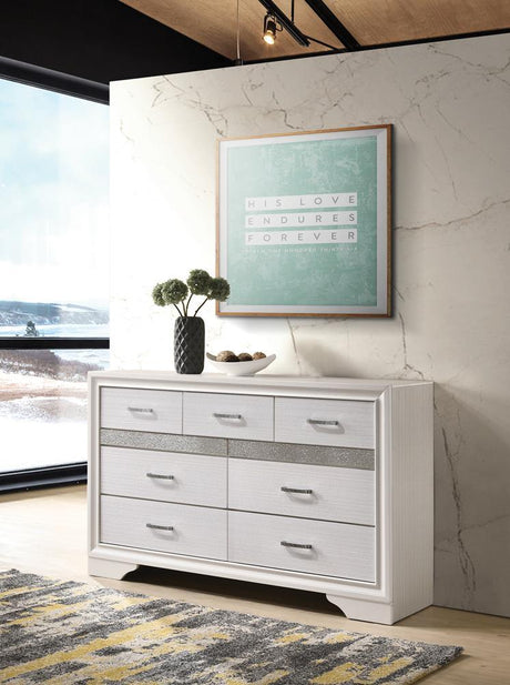 Miranda White/Rhinestone 7-Drawer Dresser by Coaster at Eve Furniture