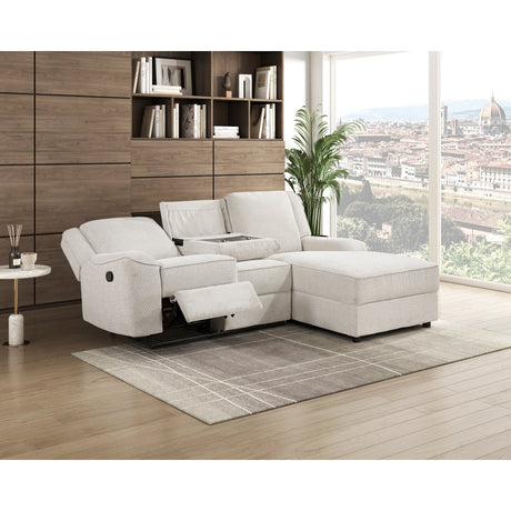 Monterey Beige Chenille Reclining Sectional with Right Chaise by Homelegance at Eve Furniture