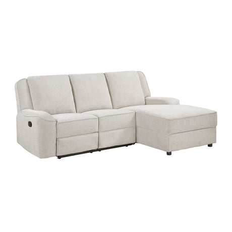 Monterey Beige Chenille Reclining Sectional with Right Chaise by Homelegance at Eve Furniture