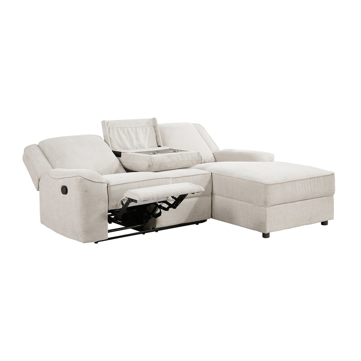 Monterey Beige Chenille Reclining Sectional with Right Chaise by Homelegance at Eve Furniture
