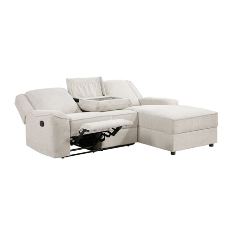 Monterey Beige Chenille Reclining Sectional with Right Chaise by Homelegance at Eve Furniture