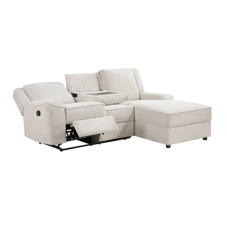 Monterey Beige Chenille Reclining Sectional with Right Chaise by Homelegance at Eve Furniture