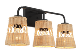 Moonlit Three Lights Wall Sconce With Rattan Shade, Bathroom Lighting Fixtures Over Mirror by Ashcroft Imports at Eve Furniture
