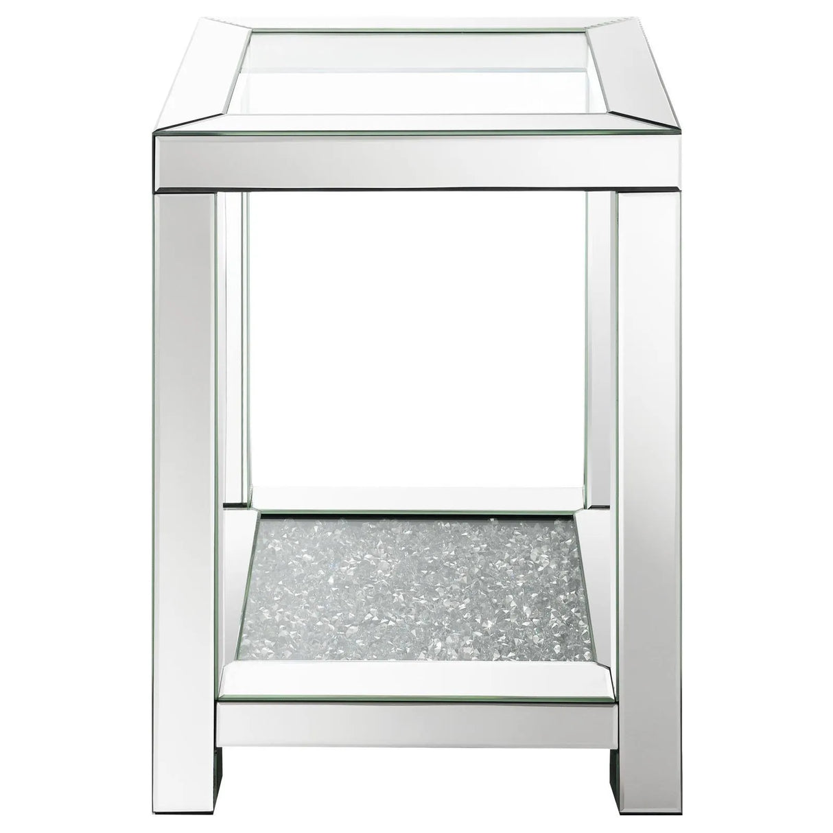 Mozzi Brushed Bronze Square End Table with Glass Top Mirror by Coaster at Eve Furniture