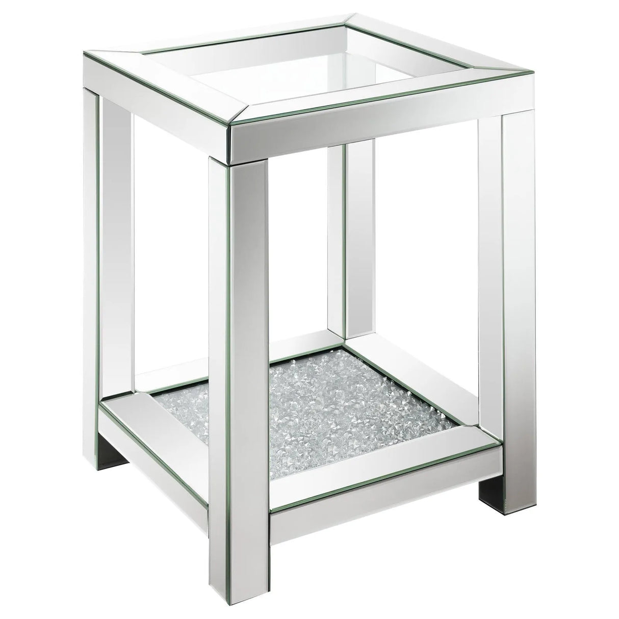 Mozzi Brushed Bronze Square End Table with Glass Top Mirror by Coaster at Eve Furniture