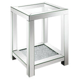 Mozzi Brushed Bronze Square End Table with Glass Top Mirror by Coaster at Eve Furniture