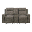 Muncie Brown Double Reclining Loveseat with Center Console by Homelegance at Eve Furniture