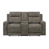 Muncie Brown Double Reclining Loveseat with Center Console by Homelegance at Eve Furniture