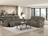 Muncie Brown Double Reclining Loveseat with Center Console by Homelegance at Eve Furniture