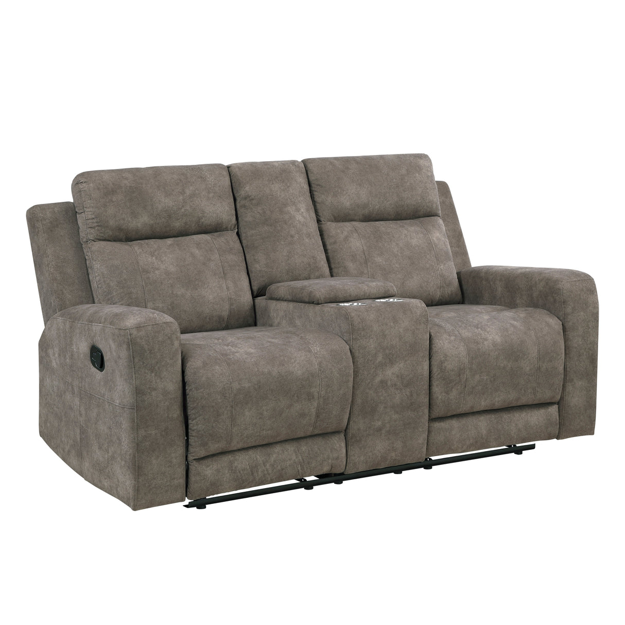 Muncie Brown Double Reclining Loveseat with Center Console by Homelegance at Eve Furniture